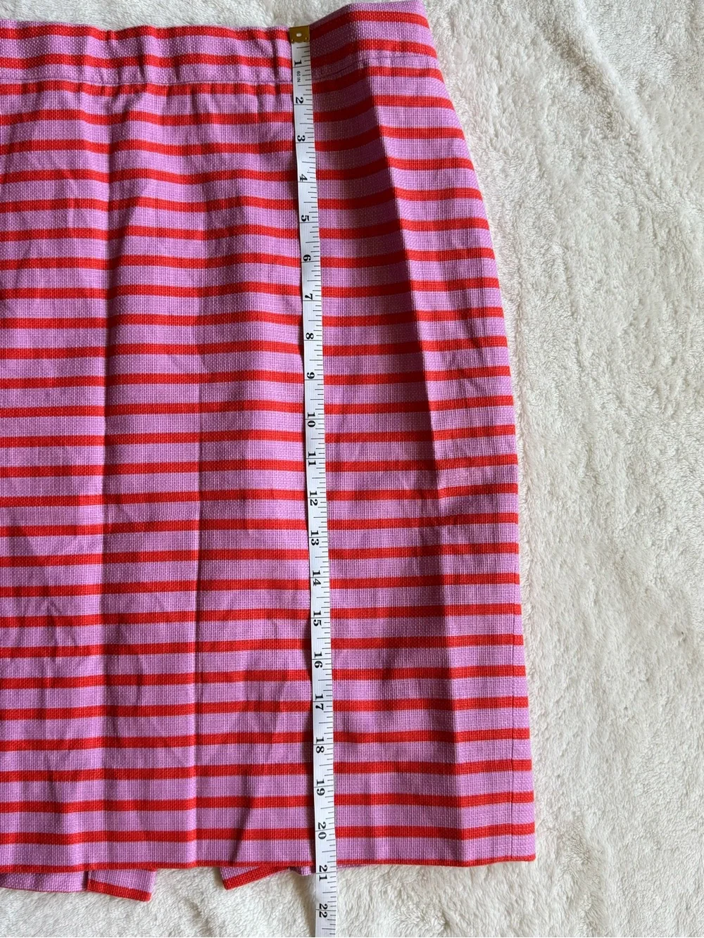 J.Crew Basketweave Pencil Skirt Pink Coral Stripe Cotton Size 2